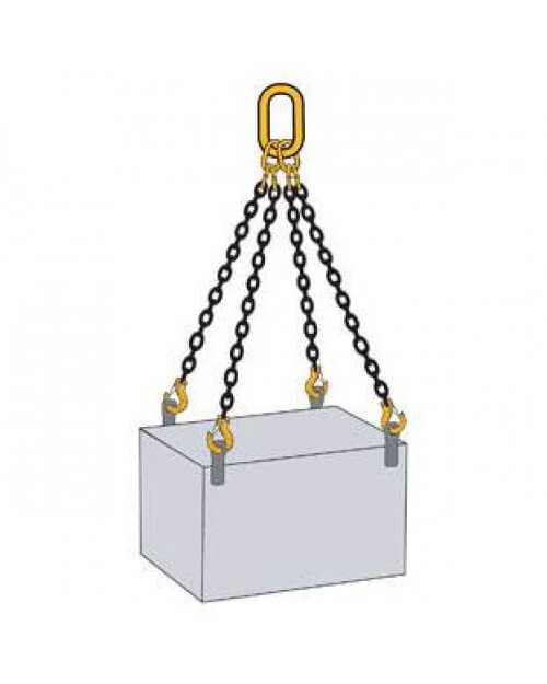 CHAIN SLING G8 WLL 4.25T 8MM 4 LEG C/W C-HOOKS & GRABS
